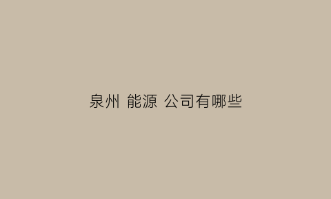 泉州能源公司有哪些(泉州新能源有限公司)